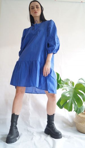 Cobalt Striped Upcycled Dress