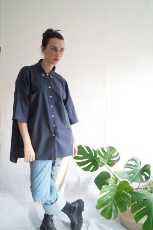 Graphite Shirt with Metal Eyelets