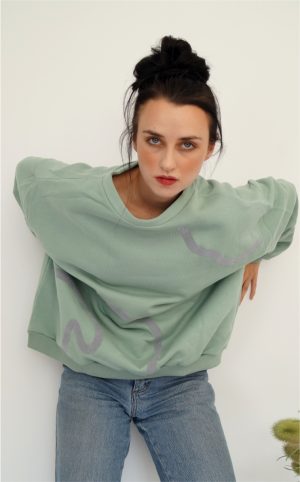 Aloe Upcycled Sweatshirt with Abstract Print