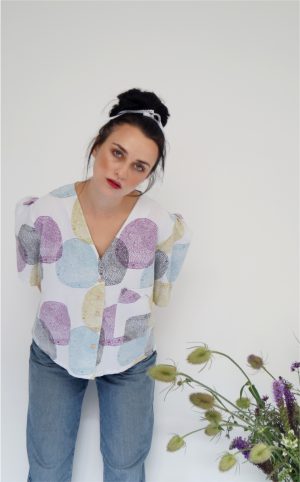 DAHLIA UPCYCLED SHIRT WITH ABSTRACT PRINT BY LACONIE BRAND