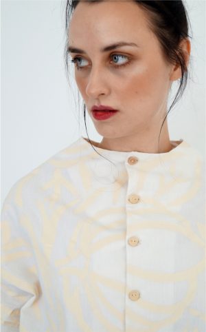 KIMONO UPCYCLED SHIRT WITH ABSTRACT PRINT BY LACONIE BRAND