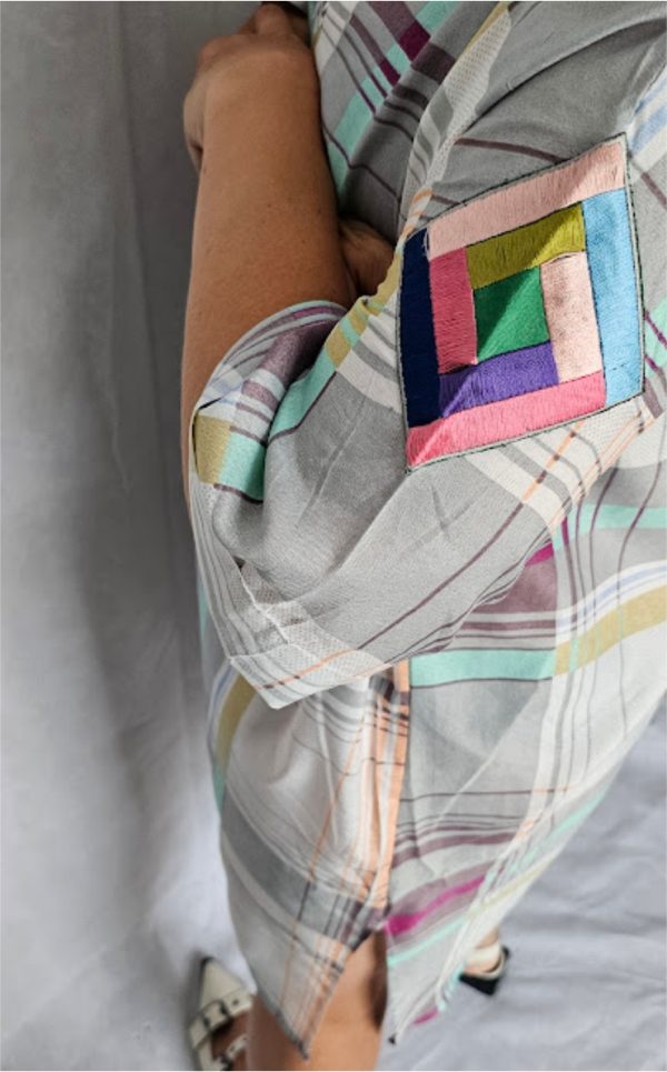 UPCYCLED LONGLINE SHIRT MULTICOLOURED